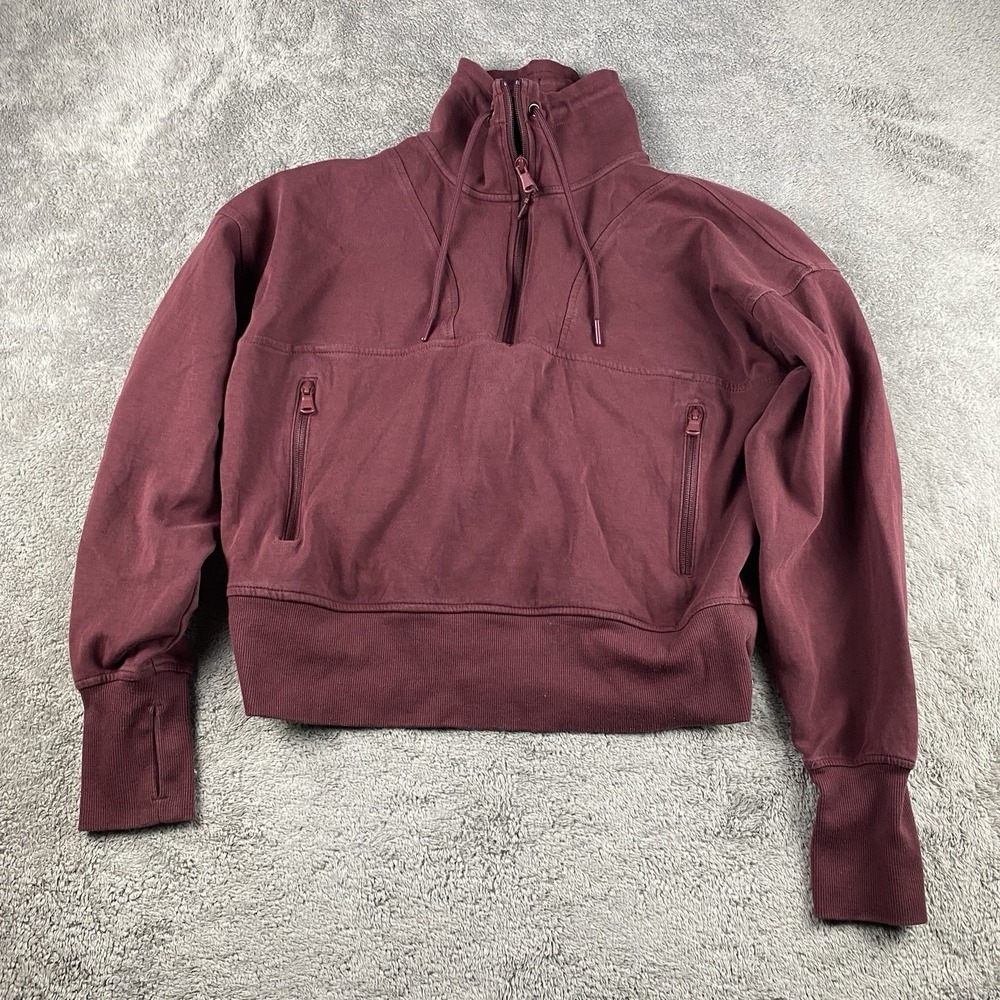 Old Navy Active Dynamic Fleece Quarter Zip Mock Neck Sweater Womens Medium Red